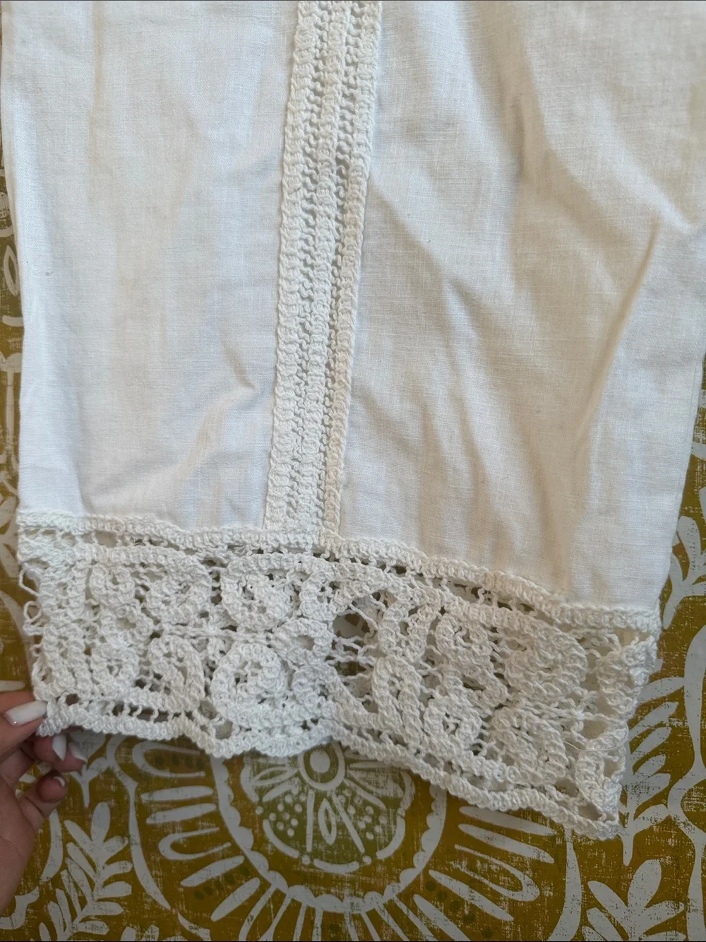 NWT Zara Linen Blend Crochet Wide Leg Cropped Pants Bloggers Fave in Ecru Sz M